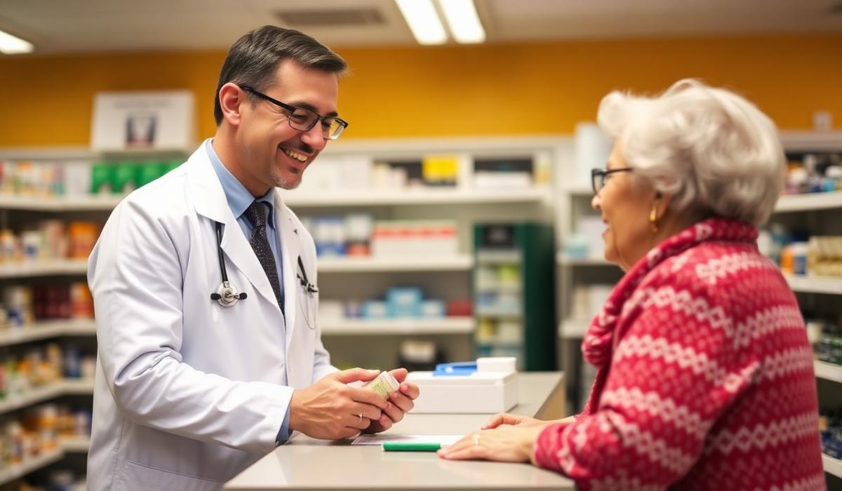 Pharmacist explaining medication to a patient